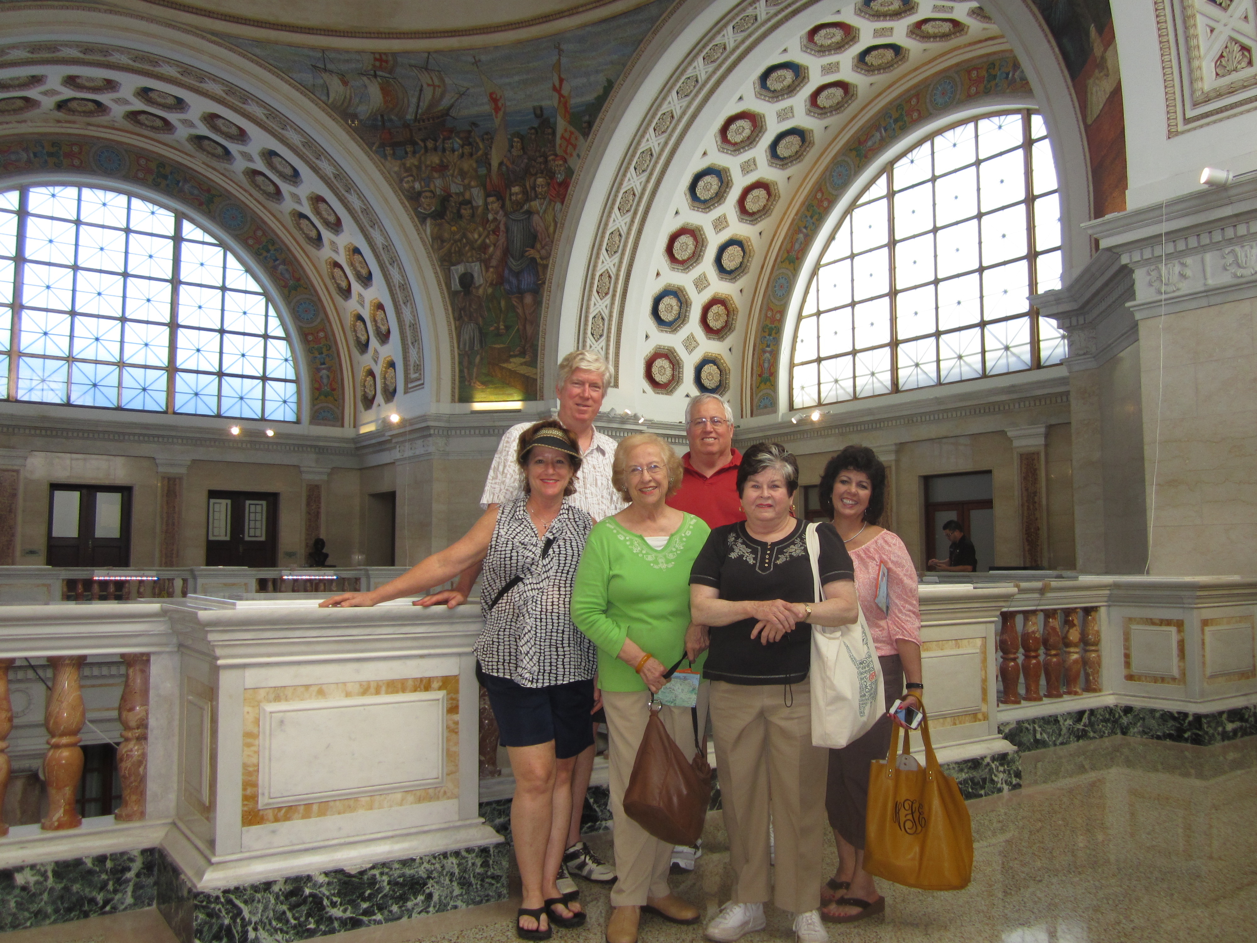 Senior tourists inside a Capitol building in Puerto Rico