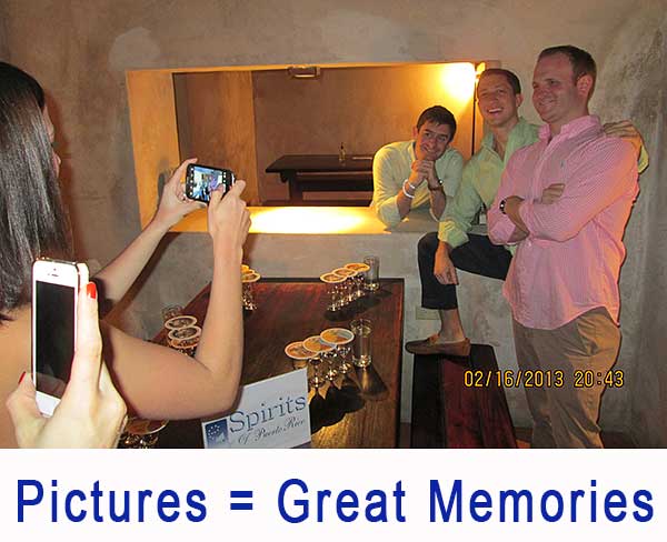 Friends taking pictures during rum tasting pictures