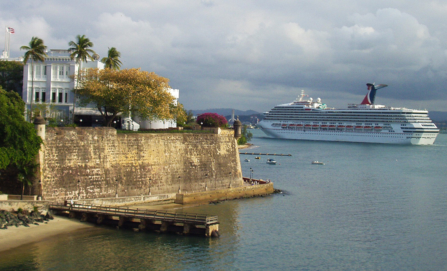 Carnival ship sailing the San Juan bay, Puerto Rico